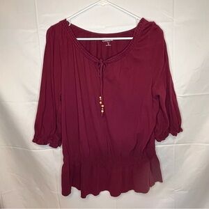 Croft & Barrow, Red, V-Neck, Long Sleeve Blouse, Size 1X